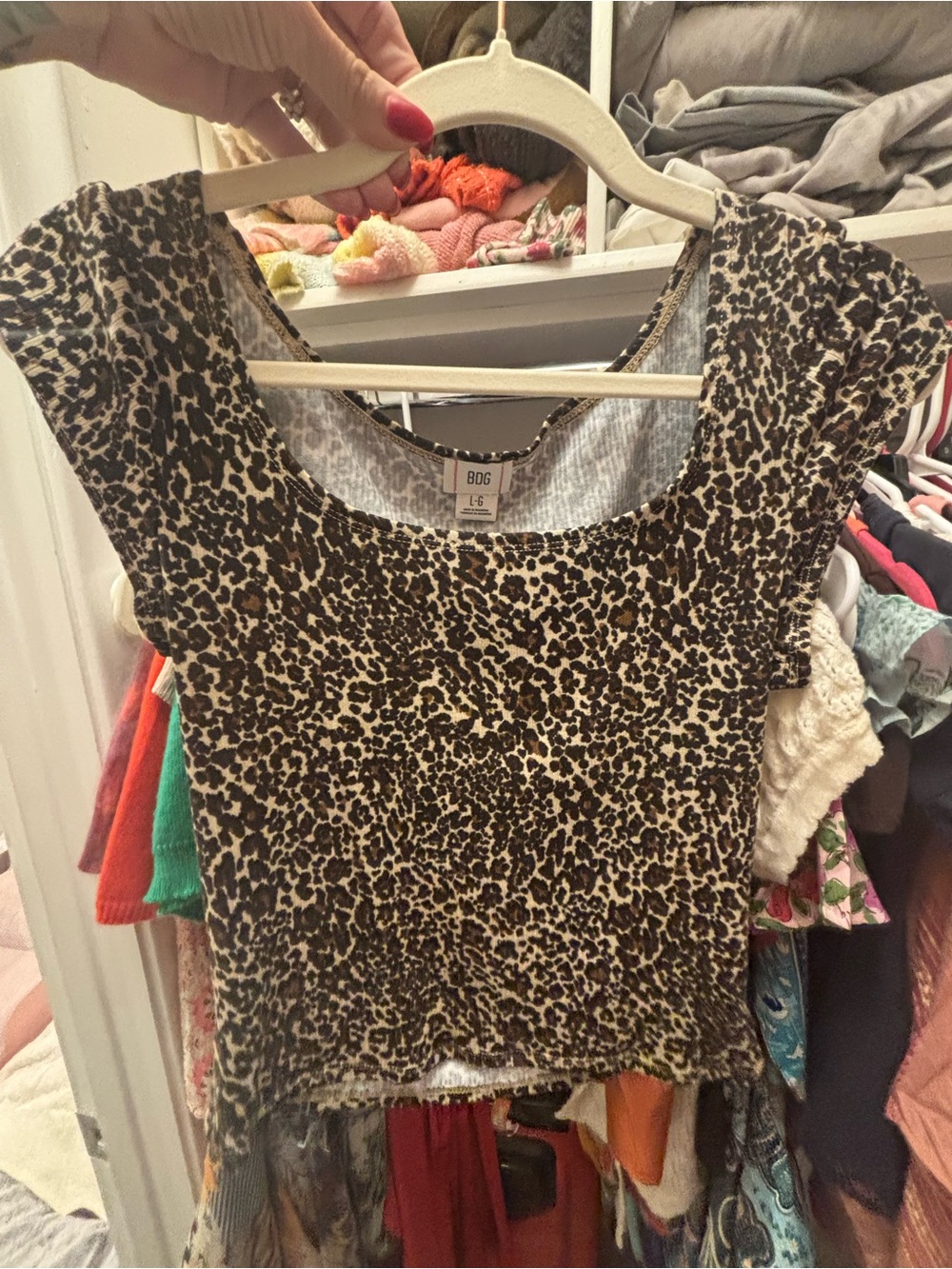 BDG Leopard Print Scoop Top in Brown and Black